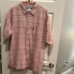 Columbia Orange Plaid Casual Button Down Shirt